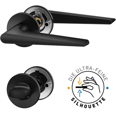 Produktbild von ERGO line Modern Design, Schwarz Türbeschlag RENA für Badtüren WC, Die ultra-feine Silhouette, Türbeschlag; Türgriff; Türklinke