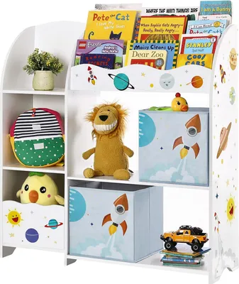 Produktbild von Songmics Kinderregal Spielzeugorganizer Bücherregal Weltall Weiss