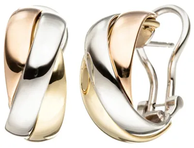 Produktbild von Ohrringe Creolen aus 585 Gold tricolor Gelbgold Weißgold Rotgold dreifarbig