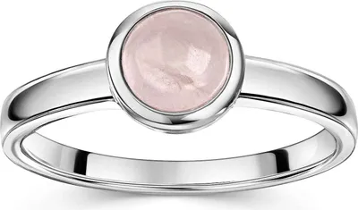 Produktbild von MATERIA by Matthias Wagner Rosenquarz Silberring Damen 925 Silber rosa rund 54 56 58 60 SR-166