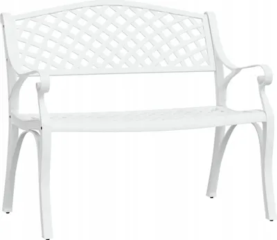 Image de Banc de jardin Décoration Banc de parc Meubles de jardin 102x83cm Banc de jardin Banc de meubles Fonte d'aluminium Blanc