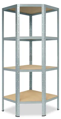 Image de shelfplaza HOME 155x60x30 cm Étagère d'angle en galvanisé avec 4 étagères et une capacité de charge de 175 kg par étagère
