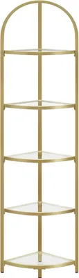 Image de Étagère D'angle, Étagère D'angle À 5 Niveaux, Étagères En Verre, Style Moderne, Support De Plantes Avec Cadre En Acier Pour Le Salon, Sy