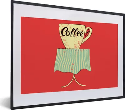 Produktbild von MuchoWow® MuchoWow® Gerahmtes Poster Kaffee? - Sprichwörter - Kaffeetasse - Vintage - Zitate 40x30 cm - Poster mit zchwarzem Bilderrahmen - Bilderrahmen - Poster im Rahmen
