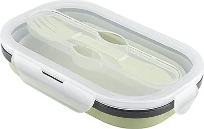 Produktbild von MOUMOUTEN FALTBLEINE Lebensmittelspeicherboxen, zusammenklappbarer Silikonbehälter Deckel, tragbare Bento -Box -Gabeln, große Kapazität, Mikrowellenre
