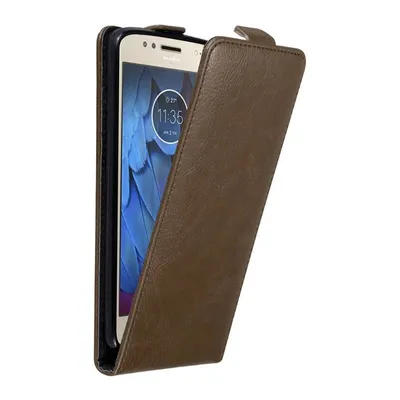 Image de Cadorabo Housse pour Motorola MOTO G5S Housse de protection marron Flip Etui Housse de téléphone portable Case Cover