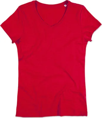 Produktbild von Womens Sharon V-Neck Damen T-Shirt - Farbe: Crimson Red - Größe: XL