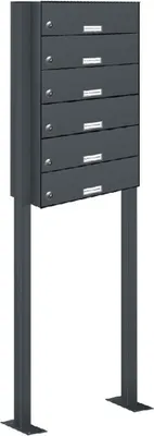 Produktbild von 6er Standbriefkasten Freistehend Durchwurfanlage RAL 7016 Anthrazit