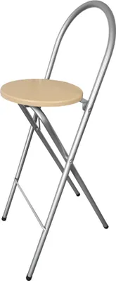 Produktbild von KMH Barhocker, klappbar, Stahl/Buche, Silber, Sitzhöhe 73,5 cm, Maße: B36xH102,5xT45,5 cm, Modern, stabil, sofort einsatzbereit für Küche, Bar und Essbereich.