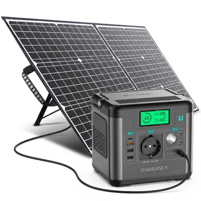 Obrázek produktu pro SWAREY 222Wh Přenosná 300W (špičková 600W) Napájacia Stanica Generátor energie Solární generátor Solární nabíječka se 100W solárním panelem baterií
