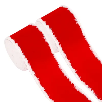 2er-Pack Samtband mit Drahtkante, rot, 6,3 cm x 6 m