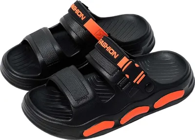 Produktbild von INF Bequeme Herren Sport Sandalen PVC Schwarz Orange für Strand & Freizeit, 1 Paar L
