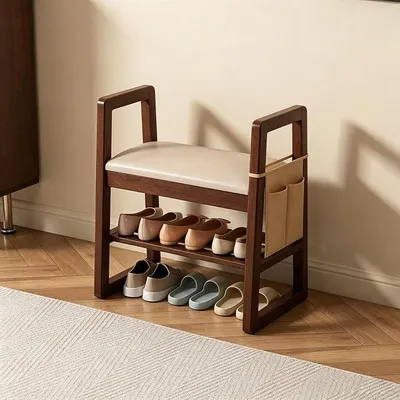 Imagen del producto de Zapatero con asiento, estante para zapatos, armario para zapatos con banco acolchado