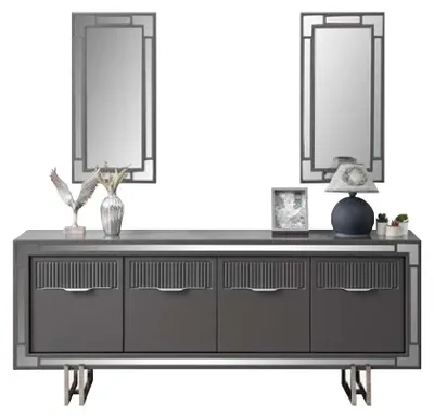 Produktbild von Holzschrank  Anrichte Sideboard Grau Schrank Kommode Holz Esszimmer