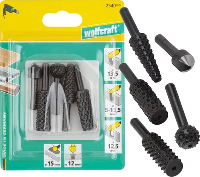 Obrázek produktu pro Sada rašplí se záhlubníkem na dřevo pro vrtačku Wolfcraft