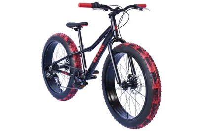 Produktbild von WYNN Fatbike 24 Zoll FAT1.0 schwarz-rot Rahmenhöhe 30 cm Kinder 7 Gänge mech. Scheibenbremse