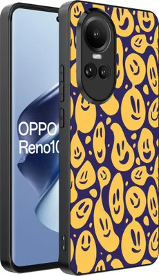 Produktbild von Smartphonica Handyhülle Geeignet für Oppo Reno 10 / 10 Pro  mit Smiley-Druck - TPU-Rückseite Abdeckung Fall Emoji Design - Lila Gelb