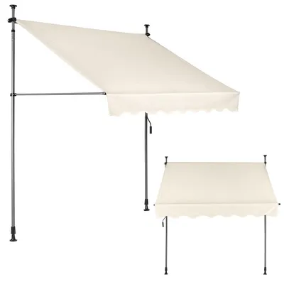 Obrázok produktu pre Balkónová markíza proti slnku 200 x 120 cm, s nastaviteľnou výškou, vodovzdorná, s ručnou kľukou, béžová, MultiGarden
