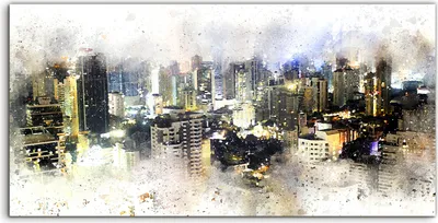 Produktbild von Coloray Acrylbild 120x60  Wandbild Acrylbilder Deko Architektur abstrakte Stadt bunte
