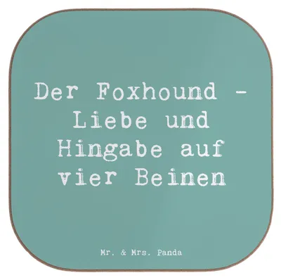 Produktbild von Mr. & Mrs. Panda Tischuntersetzer Spruch Liebevoller Foxhound - Meeresbrise - Geschenk, gläseruntersetzer, Untersetzer für Gläser, Jagdhund, Bedingungslose Liebe, Coaster