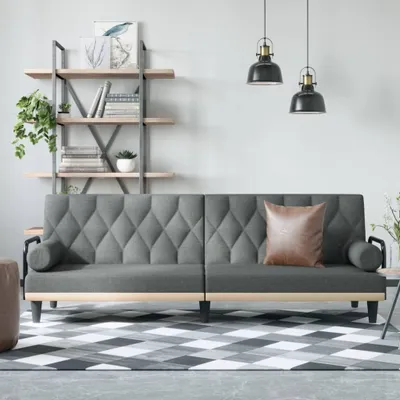 Immagine prodotto di Maison Exclusive - Divano letto con braccioli, tessuto grigio scuro