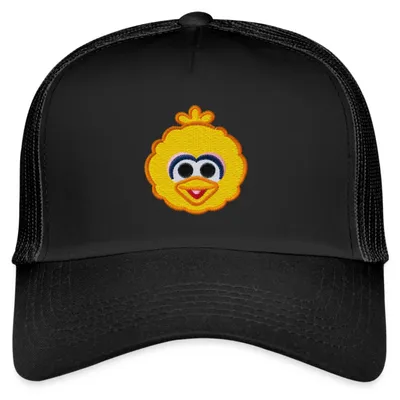 Produktbild von Spreadshirt Sesamstraße Bibo Als Stickmotiv Trucker Cap, One size, Schwarz/Schwarz