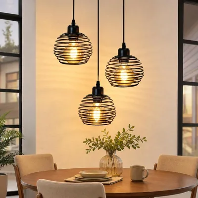 Zdjęcie produktu dla ZMH Lampa wisząca, czarna, w stylu vintage, metalowa, E27, regulowana wysokość, 120 cm, industrialny, minimalistyczny design