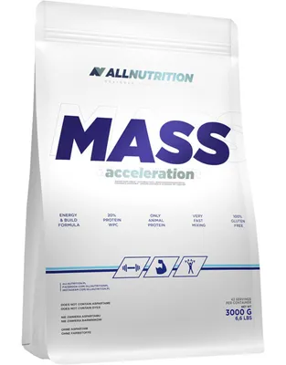 Produktbild von ALLNUTRITION Mass Acceleration 1000 g Banane / Weight Gainer / Gainer mit komplexen Kohlenhydraten und hochwertigem Eiweiß