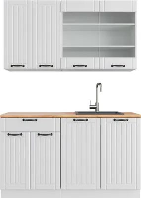Produktbild von Singleküche Vicco Fame-Line Weiß Landhaus/Weiß 140 cm , AP Eiche, Model 42717