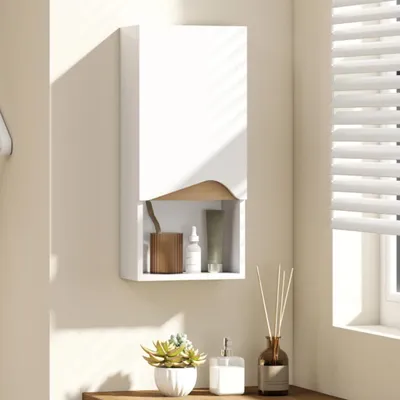 Produktbild von Badezimmerschrank Wandschrank,Badkommode mit Soft-Close-Tür und offenem Fach 30 x 17 x 67 cm Weiß