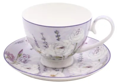 Produktbild von HOME ELEMENTS Porzellanbecher mit Untertasse 250 ml, Lavendel