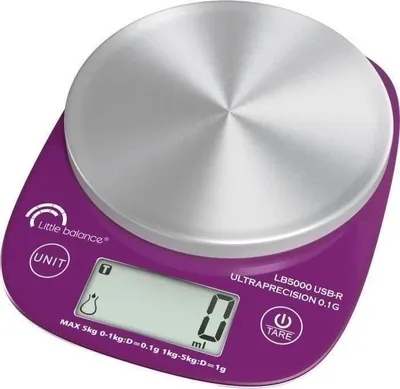 Produktbild von Küchenwaage LITTLE BALANCE LB 5000 Pro Inox 5.1, Ultrapräzision, 5 kg Kapazität, 0.1 g Genauigkeit, USB, Reparierbar