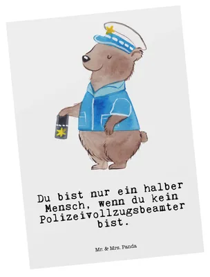 Produktbild von Mr. & Mrs. Panda Postkarte Polizeivollzugsbeamter Herz - Weiß - Geschenk, Polizist, bildkarte, Polizei, Grußkarte, Postkarten, Ansichtskarte, Ansichtskarten