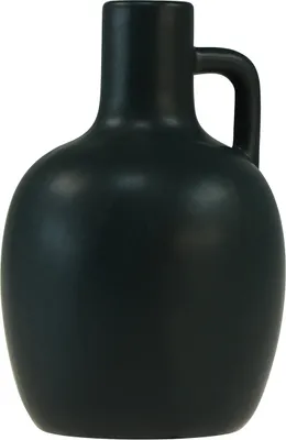 Produktbild von Mini Keramikvase Matt Schwarz mit Henkel Ø9cm H14,5cm Dekovase Krug Stil Trockenblumen
