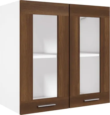 Zdjęcie produktu dla vidaXL Szafka ścienna Lyon szkło brązowy dąb 60x31x60 cm materiał drewnopochodny