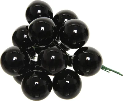 Produktbild von Weihnachtskugeln am Draht 2cm Glas 144 Stück Schwarz glänzend