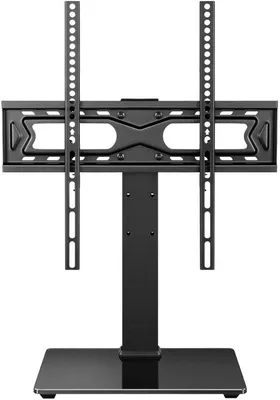 Immagine prodotto di Supporto TV regolabile Unyqoos® con base girevole e piano in vetro, per televisori da 27 a 65 pollici, standard VESA 100 x 100 mm, capacità massima di 15 kg, con sistema di gestione dei cavi e ripiano portaoggetti