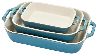 Productafbeelding van Staub keramische ovenschaalset, 3-delig, rechthoekig, antiek turquoise