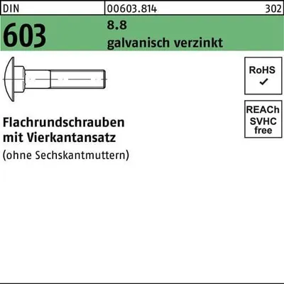 Produktbild von Reyher  Flachrundschrauben DIN 603 o.Mu 8.8 M 6x40 vz (200 Stück)