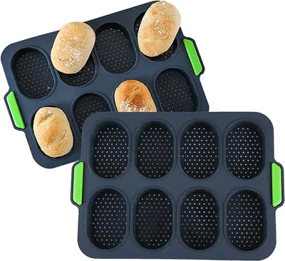 Antihaft-Silikon-Baguetteform – 6 Brötchen, Perforiert – Für Hot Dogs, Sandwiches & Baguettes (37,5 X 24,5 Cm)