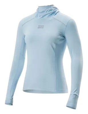 Immagine prodotto di ROCKBROS Maglia da ciclismo da donna a maniche lunghe, leggera e traspirante, con protezione UPF50+, maglietta sportiva per bici da corsa e MTB, allenamento, azzurro, taglia S