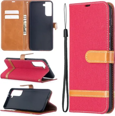 Produktbild von König Design Hülle kompatibel mit Samsung Galaxy S21 Plus Kunstleder Handyhülle - Handy Case Rot