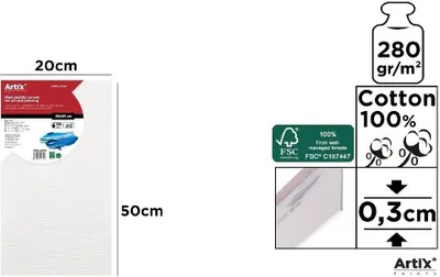 Produktbild von Malplatte 20 x 50 x 0,3 cm, 280 g/m² – Artix