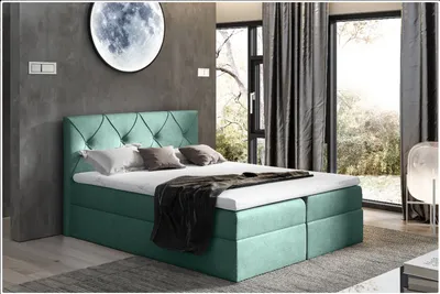 Produktbild von Elegantes Kontinentalbett 160x200 CARMEN – grün + Gratis-Topper