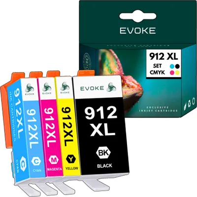 Produktbild von 4x atramentová náplň do tlačiarne pre HP 912 XL | čierna + farebná sada | náhrada za 8010 8012e 8013 8014 8014e 8020 8022e 8024e 8025e