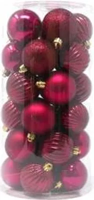 Produktbild von B&S 30 Weihnachtskugeln burgund 6 cm Farbmix | brugunder | 6 cm | Kunststoff