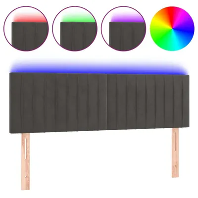 Zdjęcie produktu dla Zagłówek Do Łóżka Z Led, Ciemnoszary, 144X5X78/88 Cm, Aksamit Lumarko!