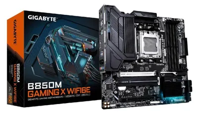 Produktbild von GIGABYTE B850M GAMING X WIFI6E Motherboard - AMD Ryzen 9000 Serien CPUs, 10+2+2 Phasen Digital VRM, bis zu 8200MHz DDR5 (OC), 1xPCIe 5.0 + 1xPCIe 4.0 M.2, 2.5LAN, WIFI 6E, USB 3.2 Gen 2., AMD, Sockel AM5, AMD Ryzen 7000 Series, AMD Ryzen 8000 Series, AMD Ryzen 9000 Series, Sockel AM5, DDR5-SDRAM, 256 GB