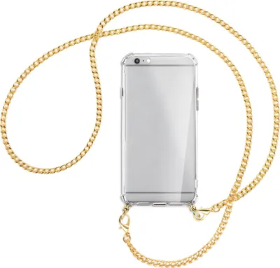 Produktbild von Handykette Backcover-Schutzhülle mit Band (Metall goldfarben) für Apple iPhone 6 Plus - goldfarbene Kette