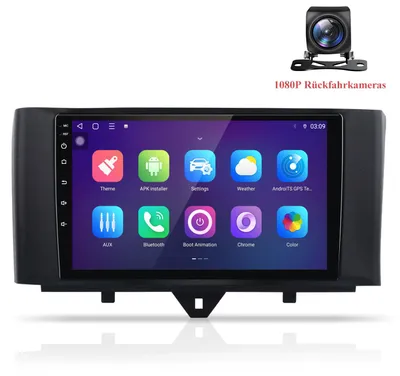 Produktbild von Android Autoradio mit Rückfahrkamera für Smart Fortwo 451 2010-2015 CarPlay Android Auto GPS Navi 6+128GB 4G LTE WIFI RDS SWC BT DAB+9 Zoll